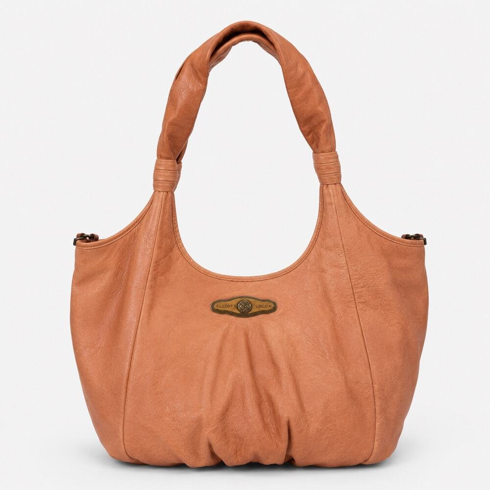 Elliott Lucca Y2K Terracotta Leather Slouchy Boho Hobo Shoulder Bag - Picture 4 of 10